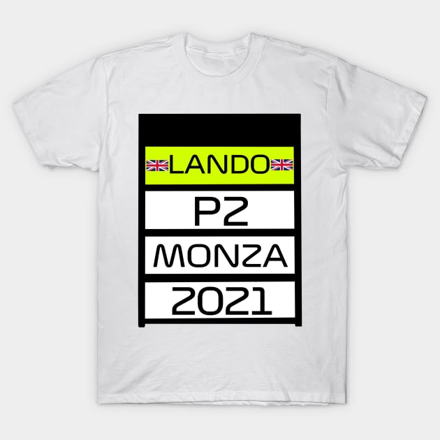 Lando Norris P2 Monza Pit Board T-Shirt by emstanden25